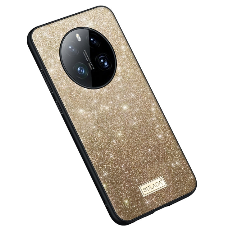 For Huawei Mate 50 SULADA Shockproof TPU + Handmade Leather Phone Case(Gold) by SULADA