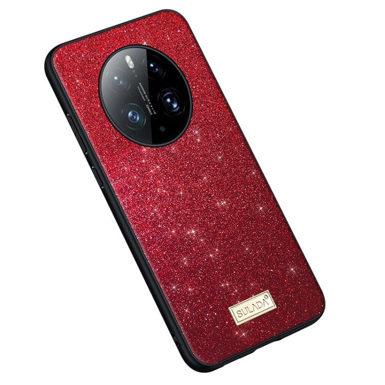 For Huawei Mate 50 Pro SULADA Shockproof TPU + Handmade Leather Phone Case(Red) by SULADA