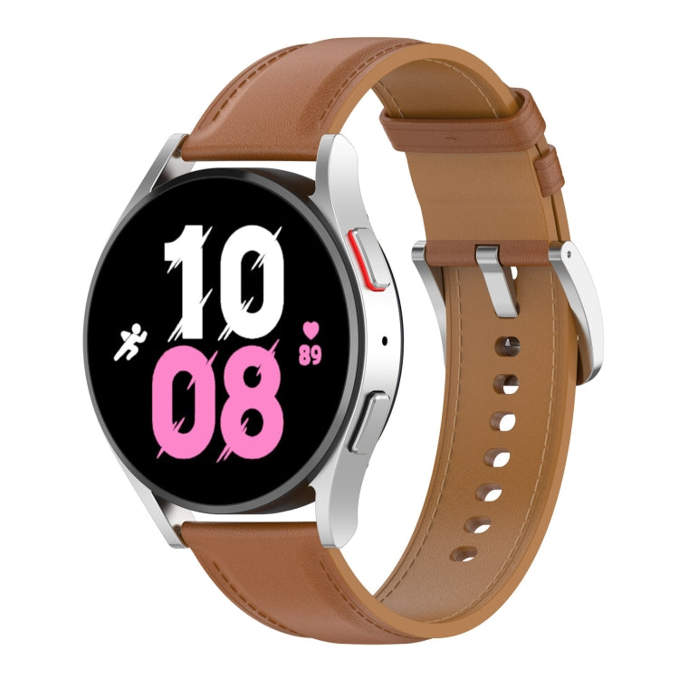 For Samsung Galaxy Watch 5 Pro 45mm Premium Leather Watch Band(Bight Brown) by bashfashion