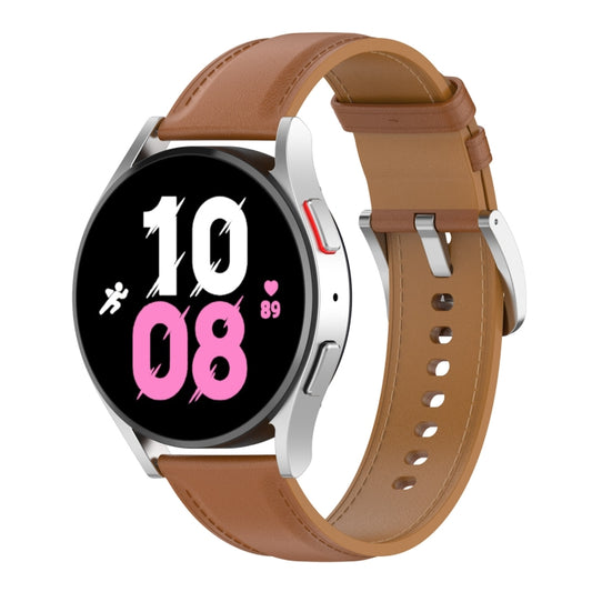 For Samsung Galaxy Watch 5 Pro 45mm Premium Leather Watch Band(Bight Brown) by bashfashion