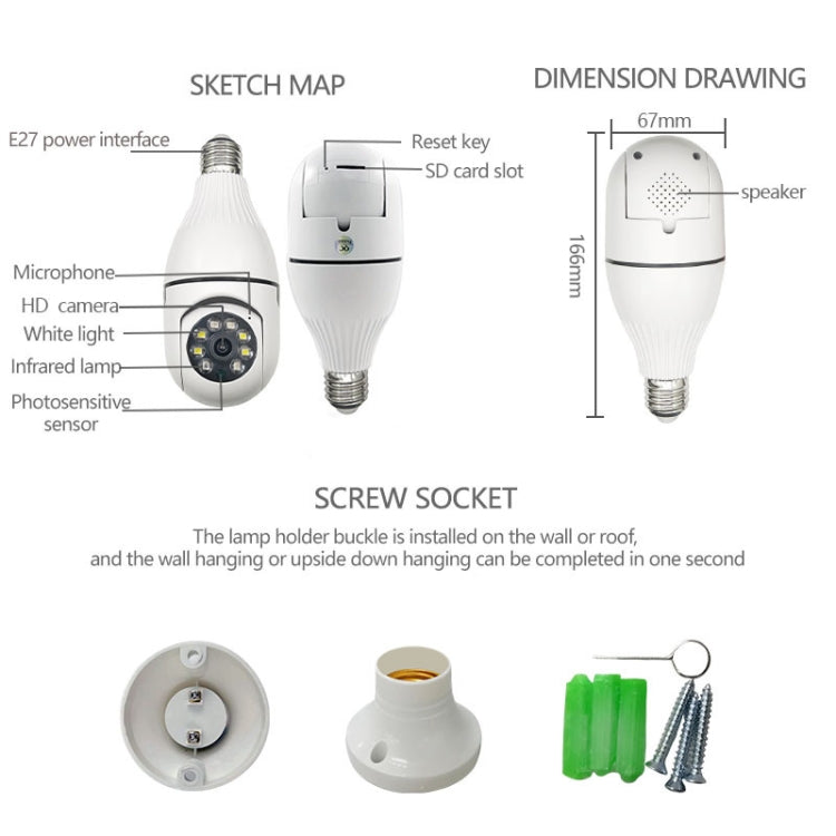 R2-30G 3MP HD Smart WiFi Bulb Camera, Support Night Vision & Motion Detection by bashfashion