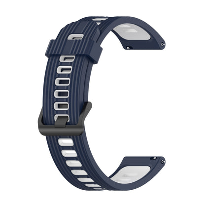 For Samsung Galaxy Watch 5 40mm 20mm Two-color Stripe Silicone Watch Band(Midnight Blue+White) by bashfashion