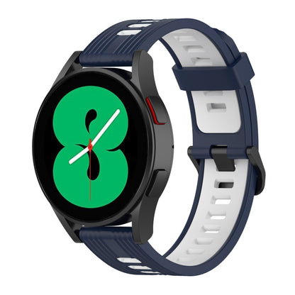 For Samsung Galaxy Watch 5 44mm 20mm Two-color Stripe Silicone Watch Band(Midnight Blue+White) by bashfashion