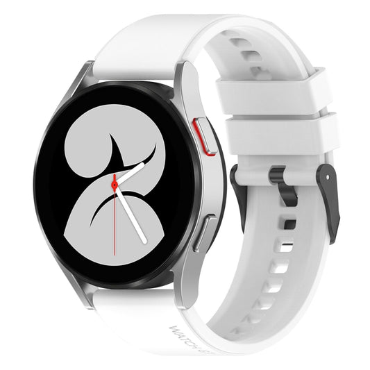 For Samsung Galaxy Watch 5 44mm 20mm Black Buckle Step Silicone Watch Band(White) by bashfashion