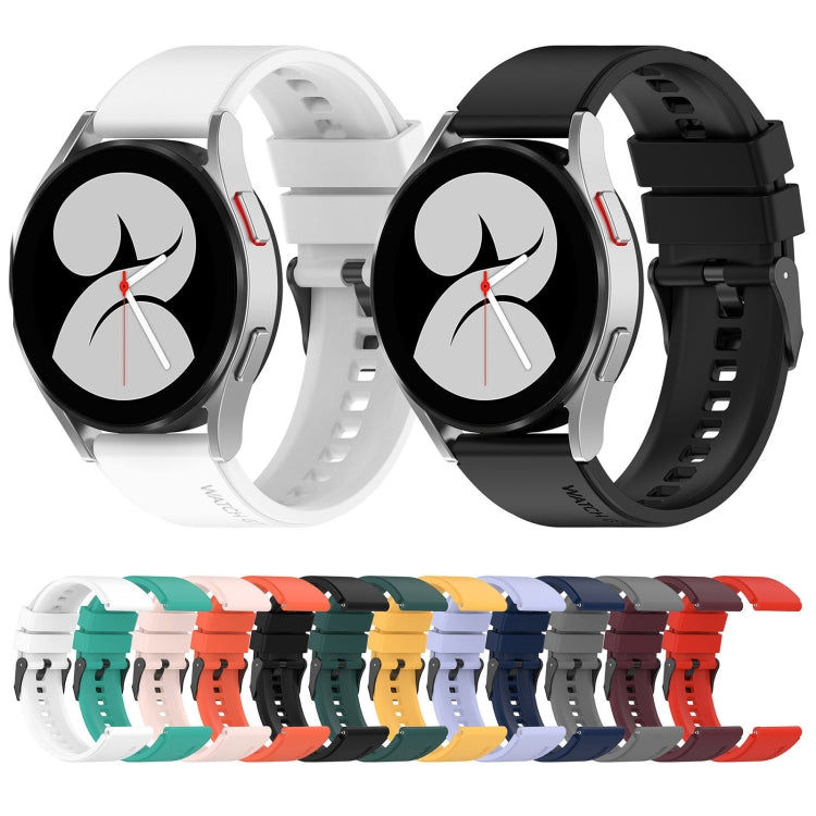 For Samsung Galaxy Watch 5 44mm 20mm Black Buckle Step Silicone Watch Band(White) by bashfashion