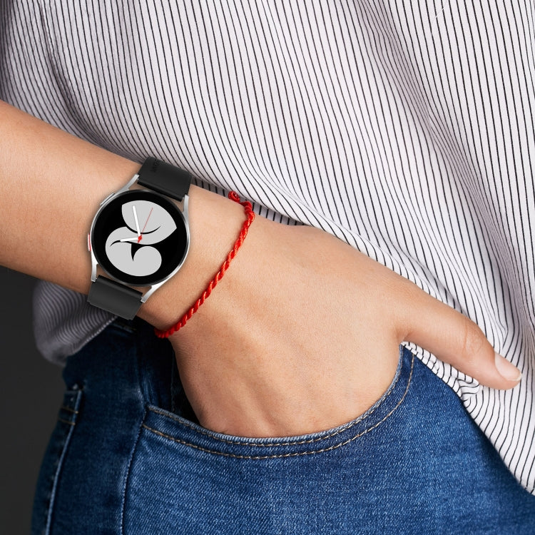 For Samsung Galaxy Watch 5 44mm 20mm Black Buckle Step Silicone Watch Band(White) by bashfashion