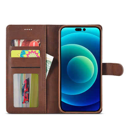 For iPhone 14 Plus LC.IMEEKE Calf Texture Horizontal Flip Leather Case (Brown) by LC.IMEEKE