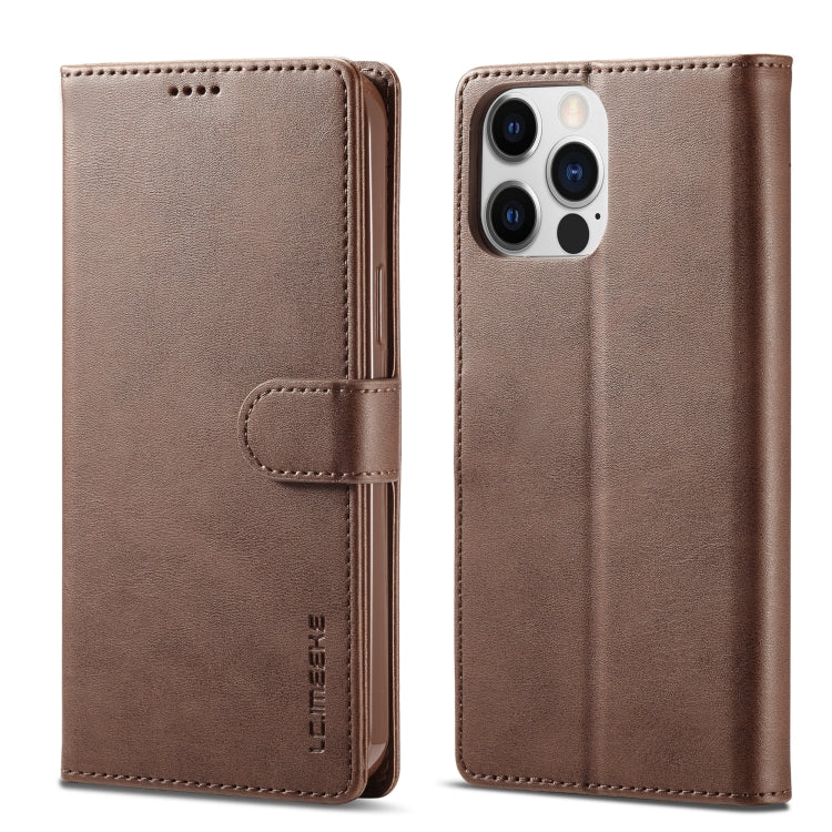 For iPhone 14 Pro LC.IMEEKE Calf Texture Horizontal Flip Leather Case(Brown) by LC.IMEEKE