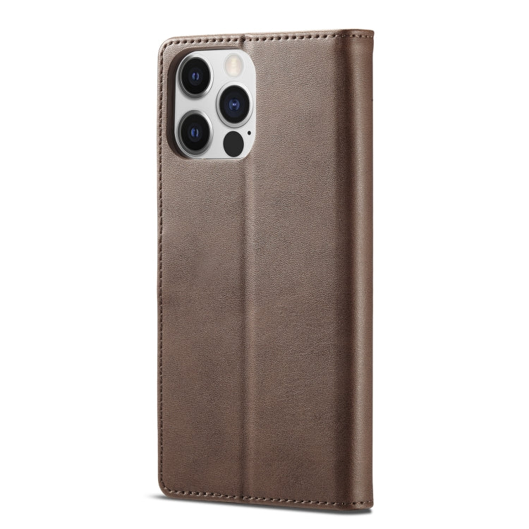 For iPhone 14 Pro Max LC.IMEEKE Calf Texture Horizontal Flip Leather Case (Brown) by LC.IMEEKE
