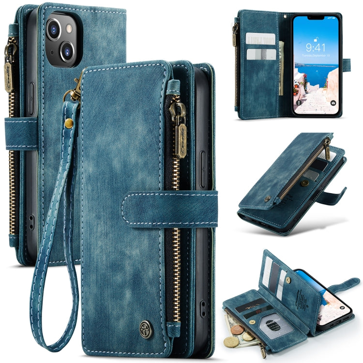 For iPhone 14 CaseMe C30 Multifunctional Phone Leather Case (Blue) by CaseMe