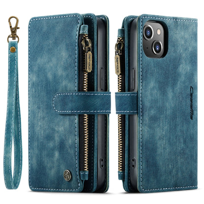 For iPhone 14 Plus CaseMe C30 Multifunctional Phone Leather Case (Blue) by CaseMe