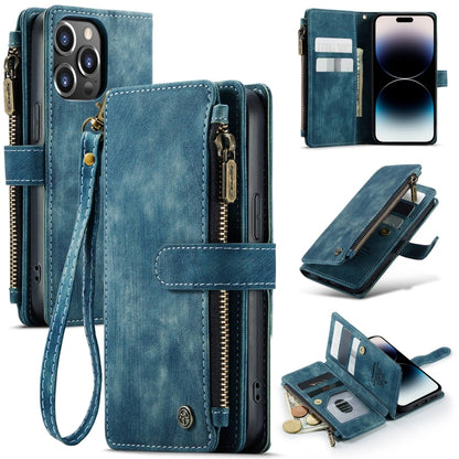 For iPhone 14 Pro CaseMe C30 Multifunctional Phone Leather Case(Blue) by CaseMe