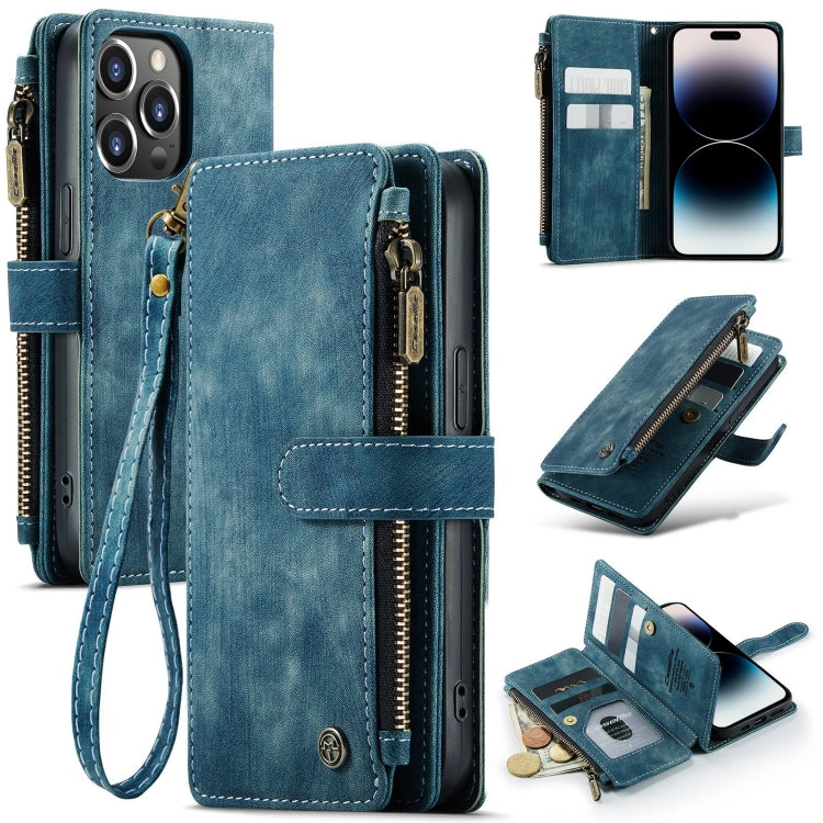 For iPhone 14 Pro Max CaseMe C30 Multifunctional Phone Leather Case (Blue) by CaseMe