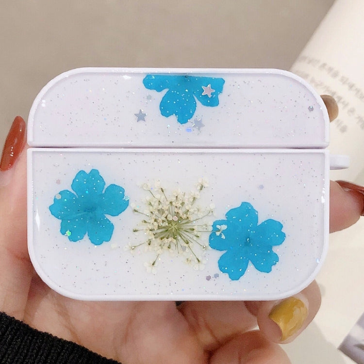 For AirPods Pro Beautiful Ladies Flowers Pattern Wireless Earphone Protective Case(Blue) by bashfashion