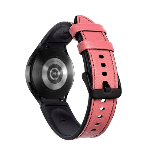 For Samsung Galaxy Watch5 Pro 45mm/5 44mm/5 40mm Silicone + Leather Black Buckle Watch Band(Pink) by bashfashion