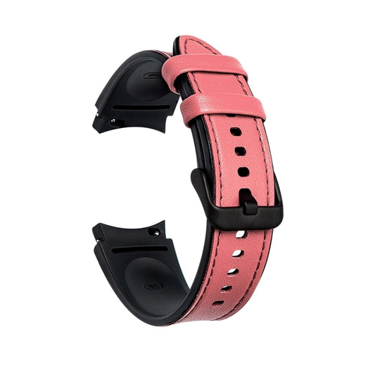For Samsung Galaxy Watch5 Pro 45mm/5 44mm/5 40mm Silicone + Leather Black Buckle Watch Band(Pink) by bashfashion