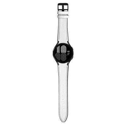 For Samsung Galaxy Watch5 Pro 45mm/5 44mm/5 40mm Silicone + Leather Black Buckle Watch Band(White) by bashfashion