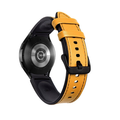 For Samsung Galaxy Watch5 Pro 45mm/5 44mm/5 40mm Silicone + Leather Black Buckle Watch Band(Yellow) by bashfashion