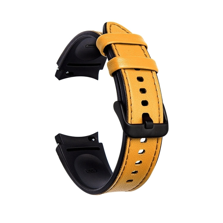 For Samsung Galaxy Watch5 Pro 45mm/5 44mm/5 40mm Silicone + Leather Black Buckle Watch Band(Yellow) by bashfashion