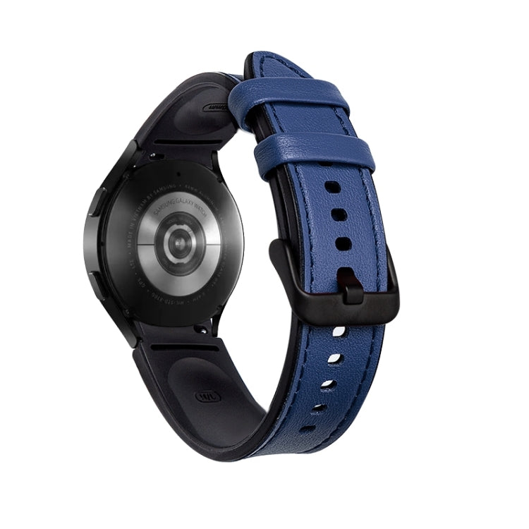 For Samsung Galaxy Watch5 Pro 45mm/5 44mm/5 40mm Silicone + Leather Black Buckle Watch Band(Blue) by bashfashion