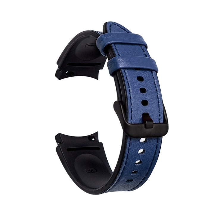 For Samsung Galaxy Watch5 Pro 45mm/5 44mm/5 40mm Silicone + Leather Black Buckle Watch Band(Blue) by bashfashion