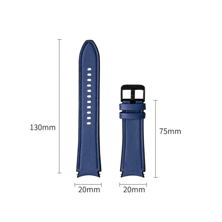 For Samsung Galaxy Watch5 Pro 45mm/5 44mm/5 40mm Silicone + Leather Black Buckle Watch Band(Blue) by bashfashion