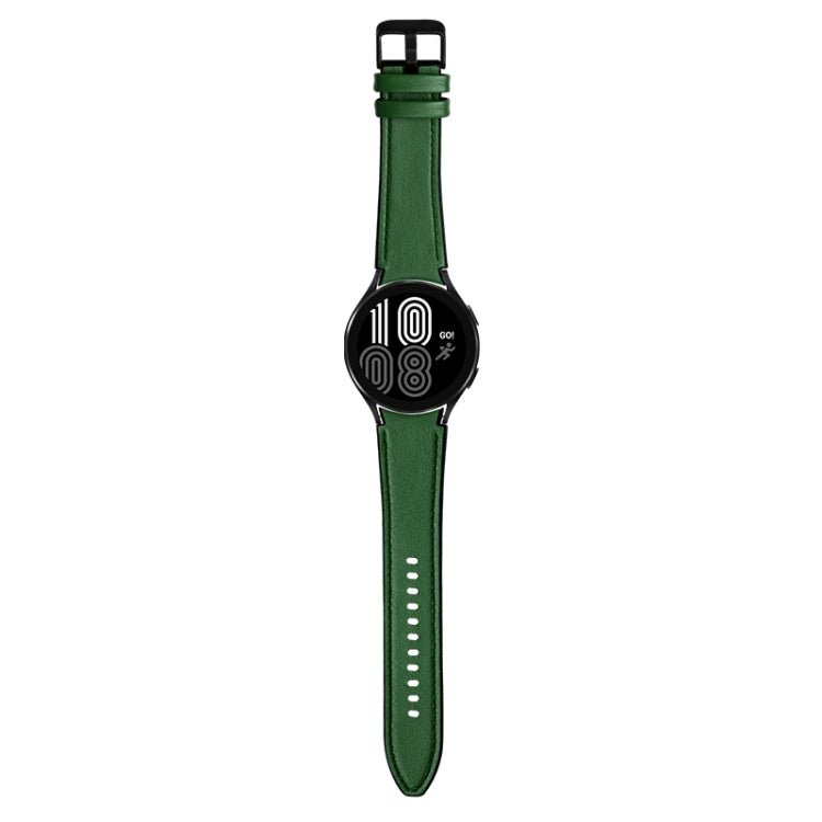 For Samsung Galaxy Watch5 Pro 45mm/5 44mm/5 40mm Silicone + Leather Black Buckle Watch Band(Green) by bashfashion