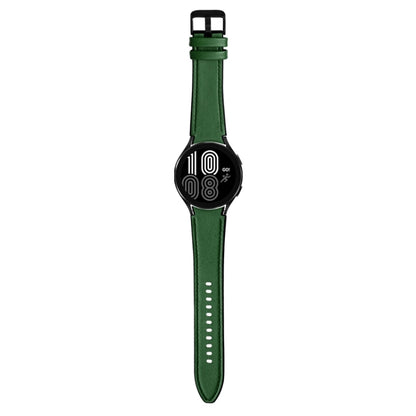 For Samsung Galaxy Watch5 Pro 45mm/5 44mm/5 40mm Silicone + Leather Black Buckle Watch Band(Green) by bashfashion