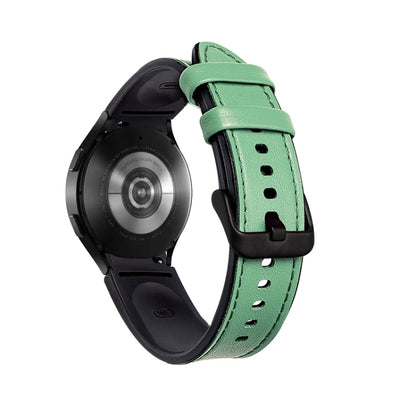 For Samsung Galaxy Watch5 Pro 45mm/5 44mm/5 40mm Silicone + Leather Black Buckle Watch Band(Cyan Green) by bashfashion