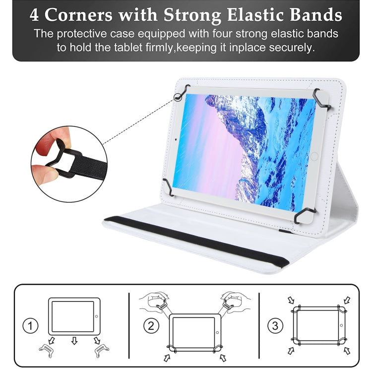 For 8 inch Tablet 360 Degree Rotation Litchi Texture Flip Leather Tablet Case(White) by bashfashion