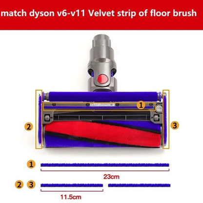 3 in 1 Velvet Strip Hose Soft Velvet Floor Brush Hose Strips For Dyson V7 / V8 / V10 / V11 by bashfashion