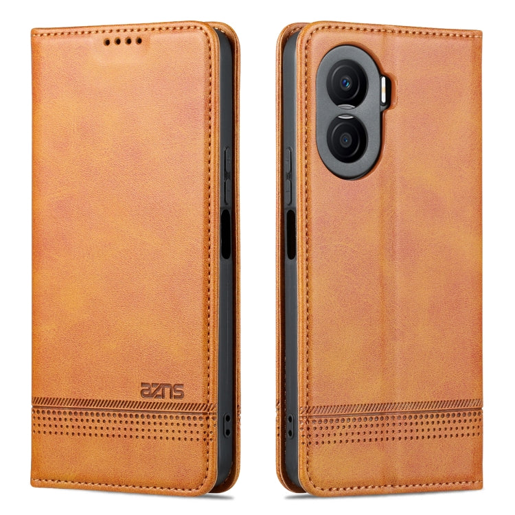 For Honor X40i AZNS Magnetic Calf Texture Flip Leather Phone Case(Light Brown) by AZNS