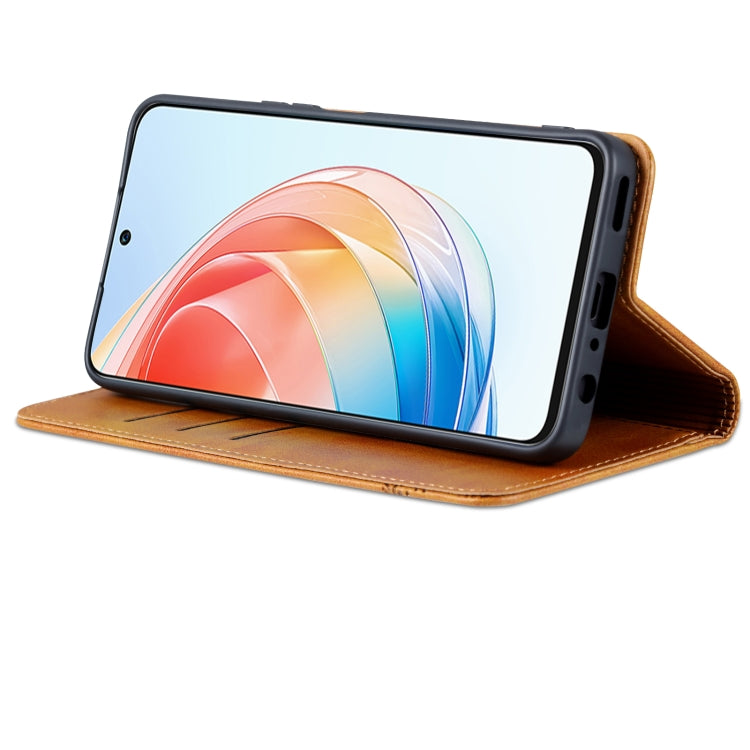 For Honor X40i AZNS Magnetic Calf Texture Flip Leather Phone Case(Light Brown) by AZNS