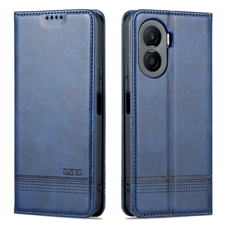 For Honor X40i AZNS Magnetic Calf Texture Flip Leather Phone Case(Dark Blue) by AZNS