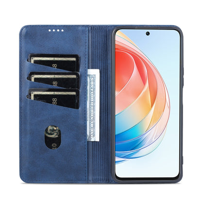 For Honor X40i AZNS Magnetic Calf Texture Flip Leather Phone Case(Dark Blue) by AZNS