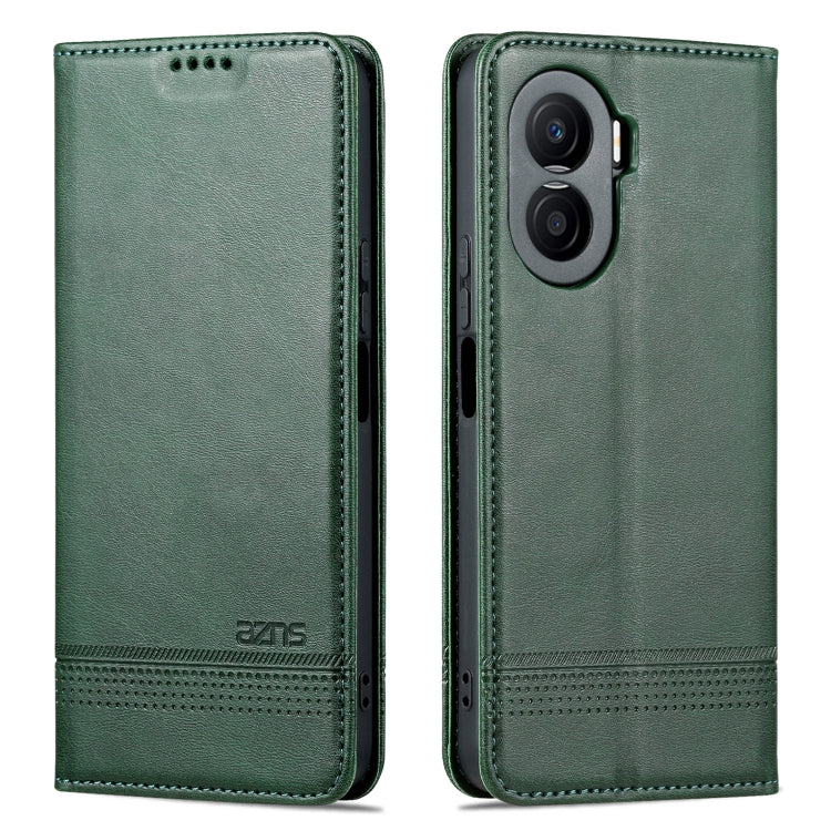 For Honor X40i AZNS Magnetic Calf Texture Flip Leather Phone Case(Dark Green) by AZNS