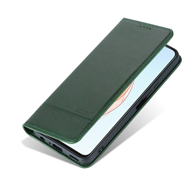 For Honor X40i AZNS Magnetic Calf Texture Flip Leather Phone Case(Dark Green) by AZNS