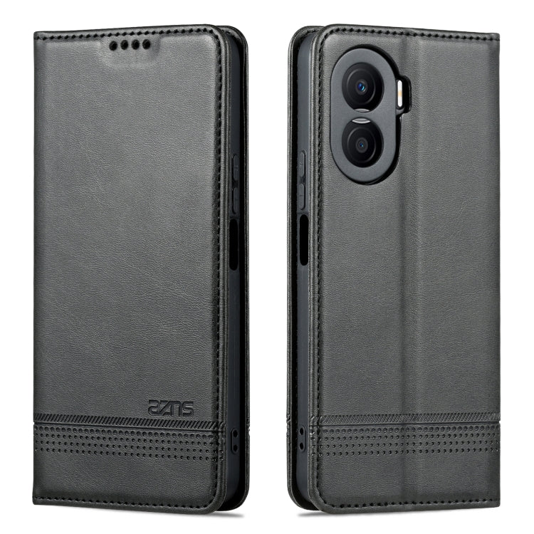 For Honor X40i AZNS Magnetic Calf Texture Flip Leather Phone Case(Black) by AZNS