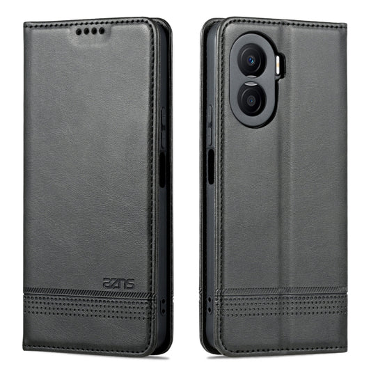 For Honor X40i AZNS Magnetic Calf Texture Flip Leather Phone Case(Black) by AZNS