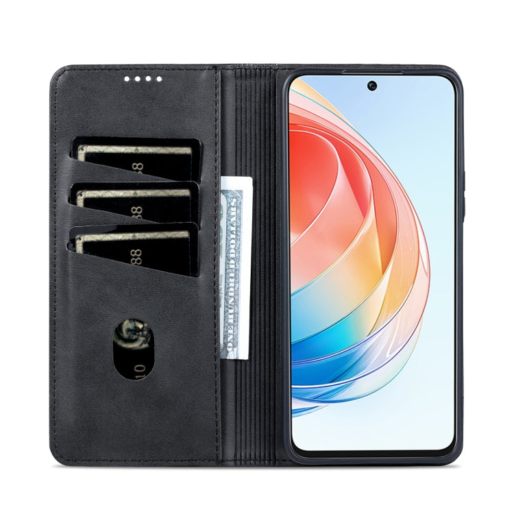 For Honor X40i AZNS Magnetic Calf Texture Flip Leather Phone Case(Black) by AZNS