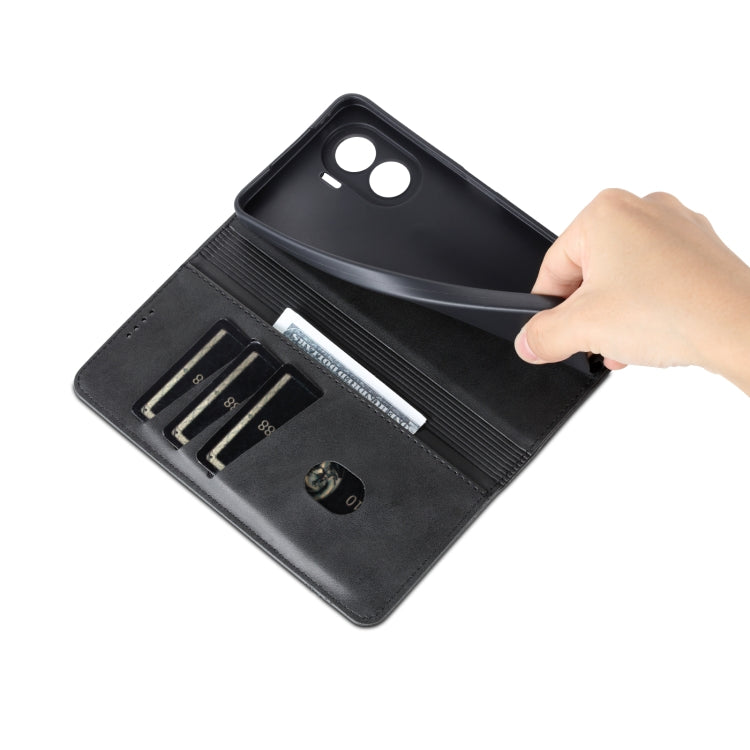 For Honor X40i AZNS Magnetic Calf Texture Flip Leather Phone Case(Black) by AZNS