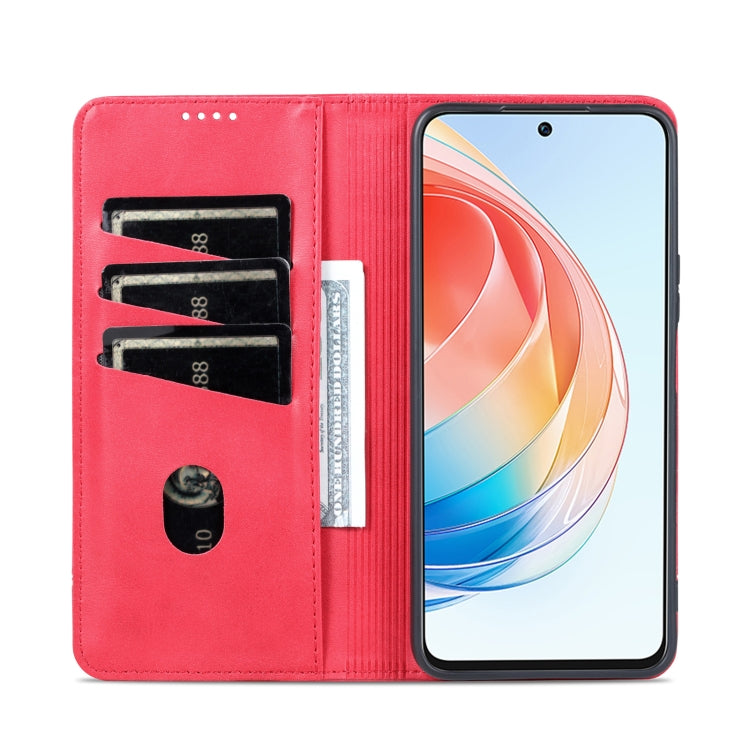 For Honor X40i AZNS Magnetic Calf Texture Flip Leather Phone Case(Red) by AZNS