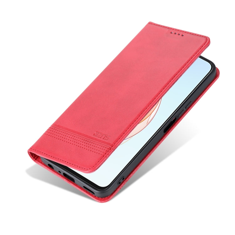For Honor X40i AZNS Magnetic Calf Texture Flip Leather Phone Case(Red) by AZNS