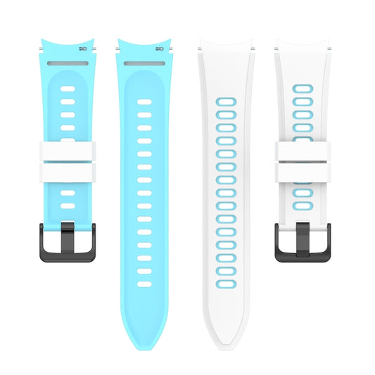 For Samsung Galaxy Watch5 Pro 45mm/5 44mm/5 40mm Two-color Silicone Strap Watch Band(White Sky Blue) by bashfashion