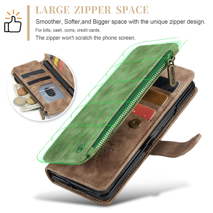 For Samsung Galaxy Z Fold5 CaseMe C30 Multifunctional Card Slots Zipper Phone Leather Phone Case(Brown) by CaseMe