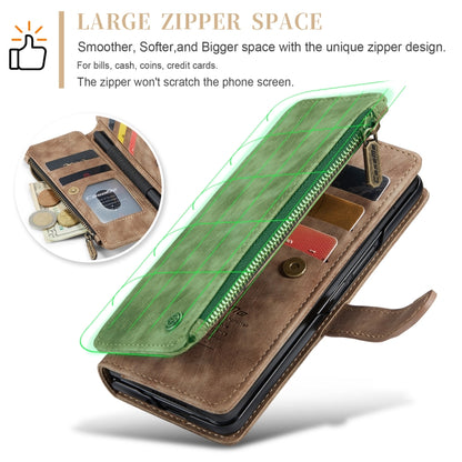 For Samsung Galaxy Z Fold5 CaseMe C30 Multifunctional Card Slots Zipper Phone Leather Phone Case(Brown) by CaseMe