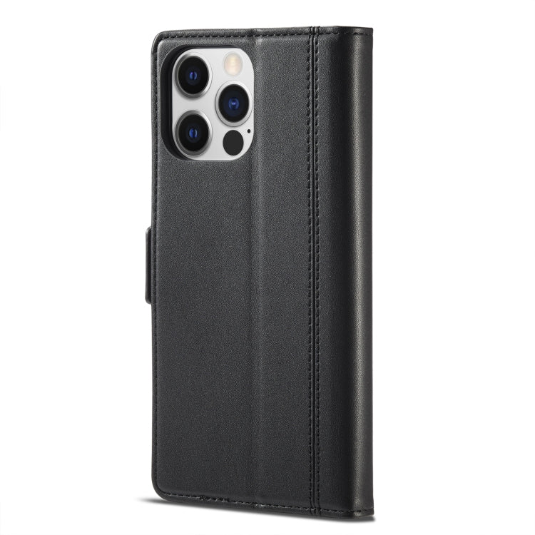 For iPhone 14 Pro Max LC.IMEEKE Magnetic Buckle Leather Phone Case (Black) by LC.IMEEKE