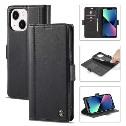 For iPhone 14 LC.IMEEKE Magnetic Buckle Leather Phone Case (Black) by LC.IMEEKE