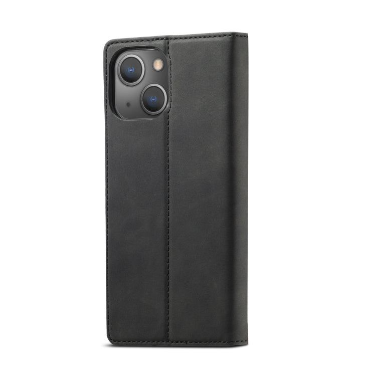 For iPhone 14 LC.IMEEKE Strong Magnetic Leather Phone Case with Holder & Card Slots & Wallet (Black) by LC.IMEEKE
