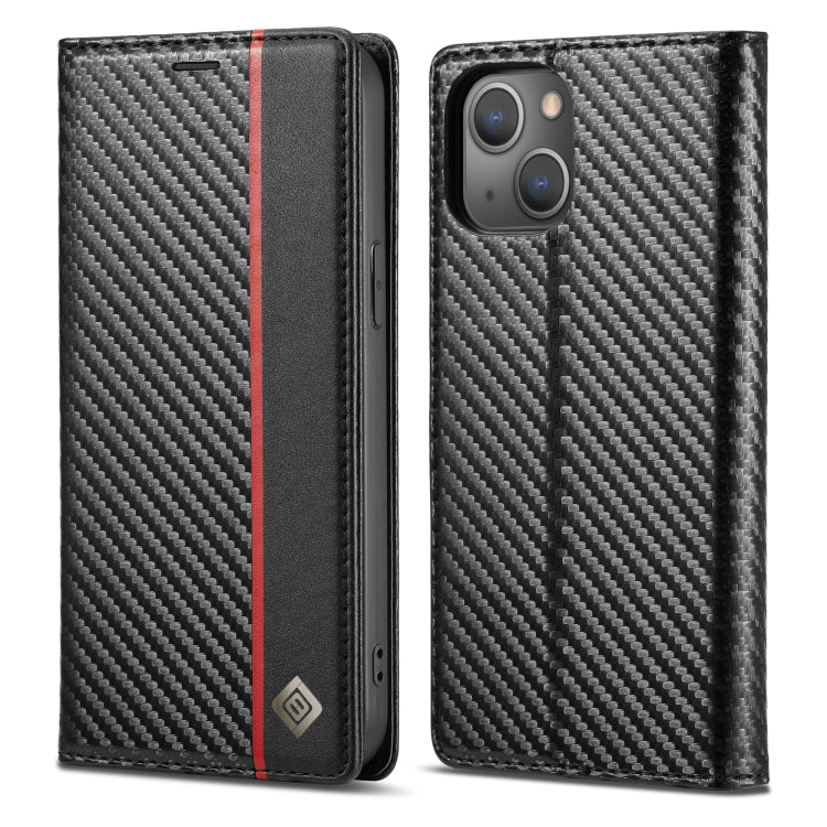 For iPhone 14 LC.IMEEKE Carbon Fiber PU + TPU Leather Case (Vertical Black) by LC.IMEEKE